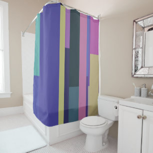 Cortina De Ducha Rayas abstractas púrpura, rosa y gris