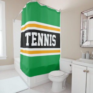 Cortina De Ducha Rayas atléticas de TENIS verde negro brillante