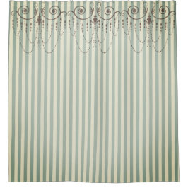 Cortina De Ducha Rayas Boutique Green / Candelabros -