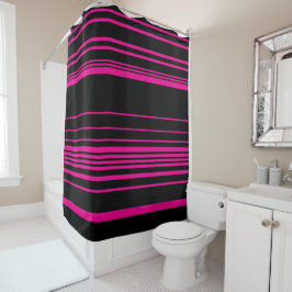 Cortina De Ducha Rayas complejas - Magenta y negro