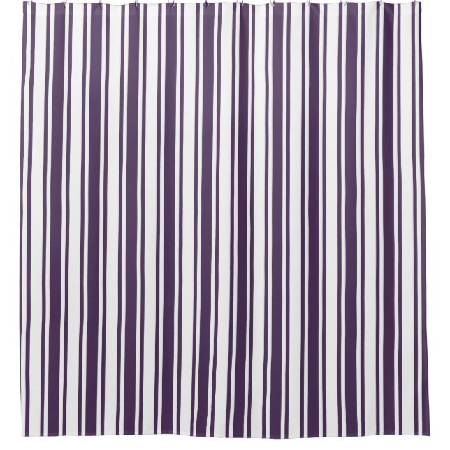 Cortina De Ducha Rayas de caramelo morado y blanco oscuro (Anverso)