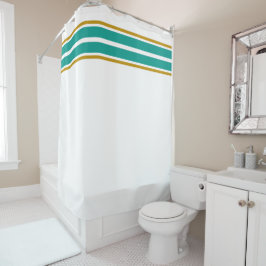 Cortina De Ducha Rayas de Carreras del borde superior Verde azulado
