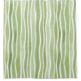 Cortina De Ducha Rayas de Crema Verde Lima Onduladas