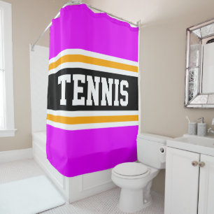 Cortina De Ducha Rayas de TENIS amarillo rosado brillante azul atlé