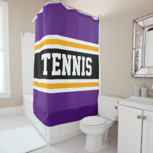 Cortina De Ducha Rayas de TENIS de color morado real naranja blanco