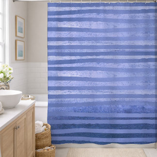 Cortina De Ducha Rayas de tono azul contemporáneo