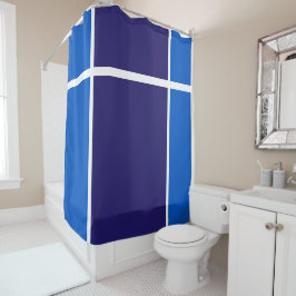 Cortina De Ducha Rayas Deportivas Blancas Azul Marino Brillante Aud