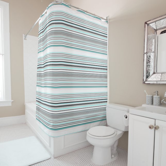 Cortina De Ducha Rayas grises de agua suave (In situ)