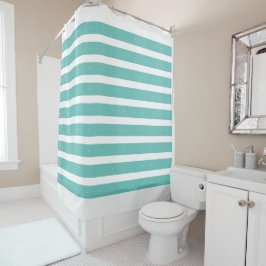 Cortina De Ducha Rayas verde azuladas y blancas claras
