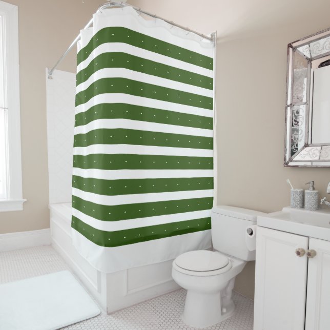 Cortina De Ducha Rayas verdes y blancas del bosque (In situ)
