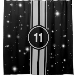 Cortina De Ducha Rayos de Carreras negro y plateado Starlight