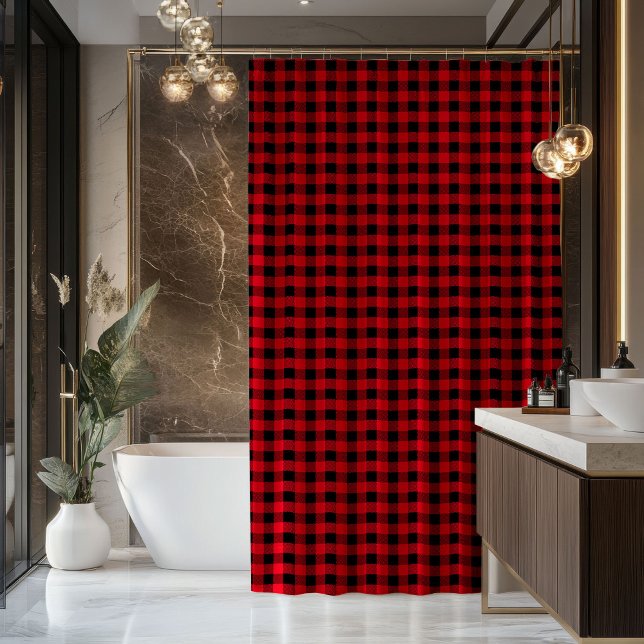 Cortina De Ducha Red Black Curtain Housewarming Gift with Style (Red Black Curtain Housewarming Gift with Style)