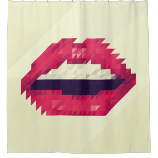 Cortina De Ducha Red lips made of small triangles, pixelshipster,pi