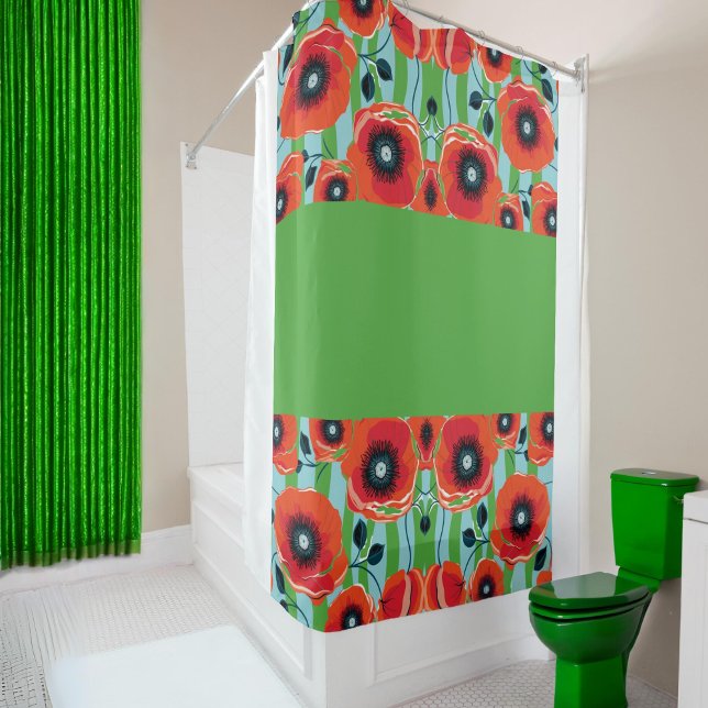 Cortina De Ducha Red Poppies Apple Green (Subido por el creador)