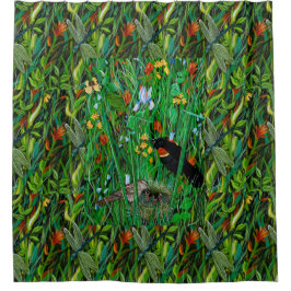 Cortina de ducha "Red Wing Blackbird & Dragonfly"