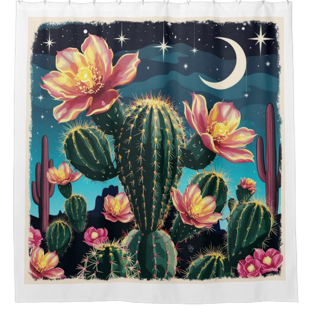 Cortina De Ducha Regalo de cactus nocturno (Anverso)