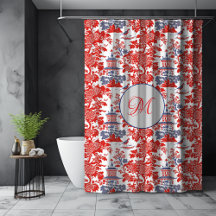 Regalo de monograma vintage Chinoiserie Delft rojo