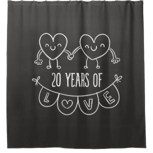 Cortina De Ducha Regalo del 20º Aniversario Corazones de Tiza