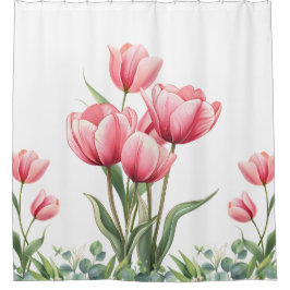 Cortina De Ducha Regalo del Día de la Madre de Tulipanes Rosados El