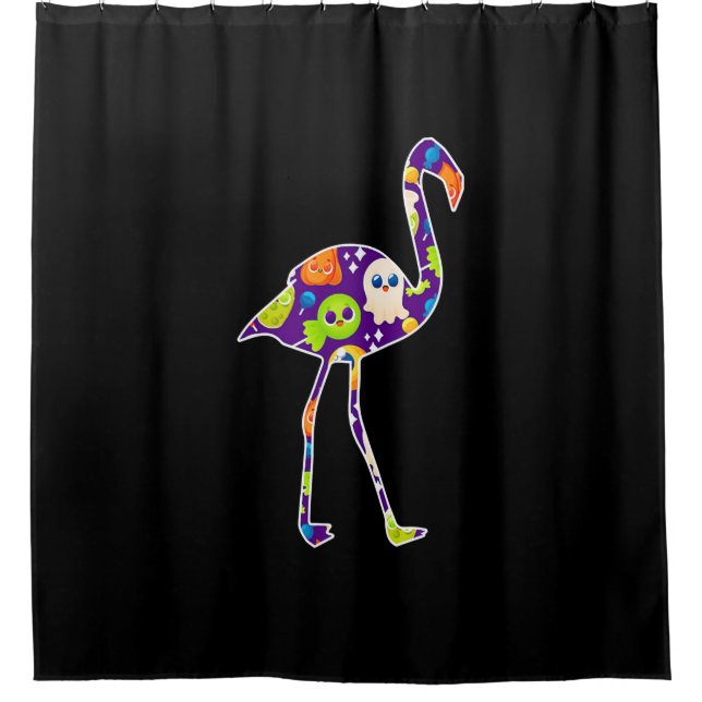 Cortina De Ducha Regalo Flamingo Falloween Candy (Anverso)