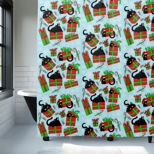 Cortina De Ducha Regalos de Navidad de Gato Negro (Subido por el creador)