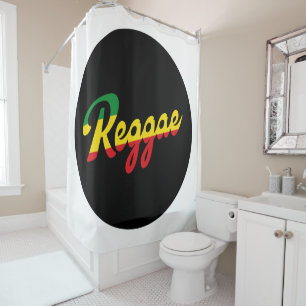 Cortina De Ducha Reggae Music con colores de bandera de reggae