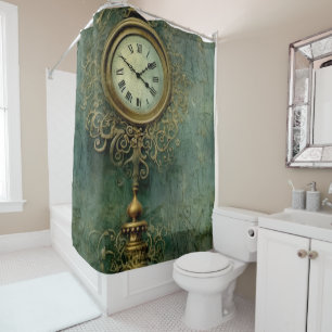 Cortina De Ducha Reloj de vapor con esmeralda verde ruso (2)