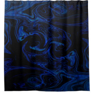 Cortina De Ducha Remolino Azul Negro Abstracto Ahumado Cool