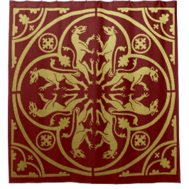 Cortina De Ducha Renacimiento Medieval Herald León Leopardo Metálic