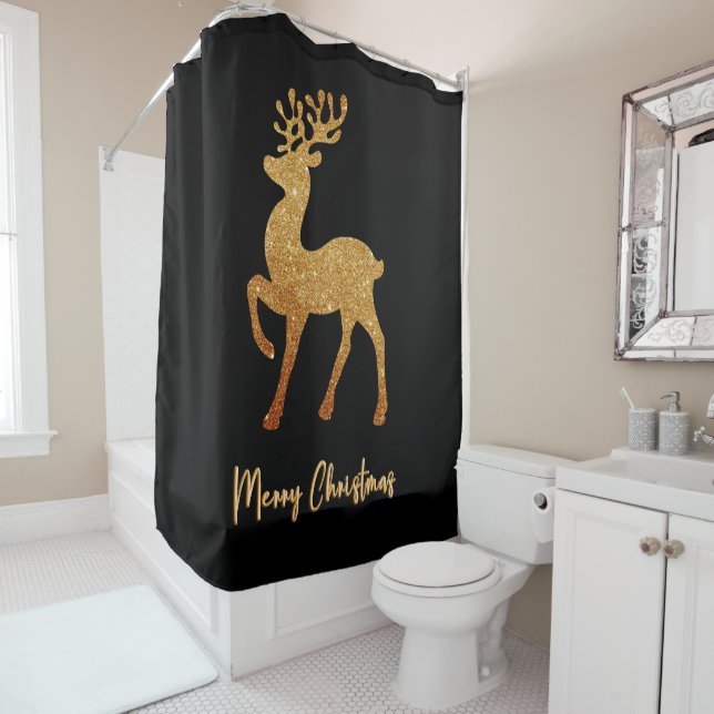 Cortina De Ducha Reno de oro espumoso para Navidades (In situ)