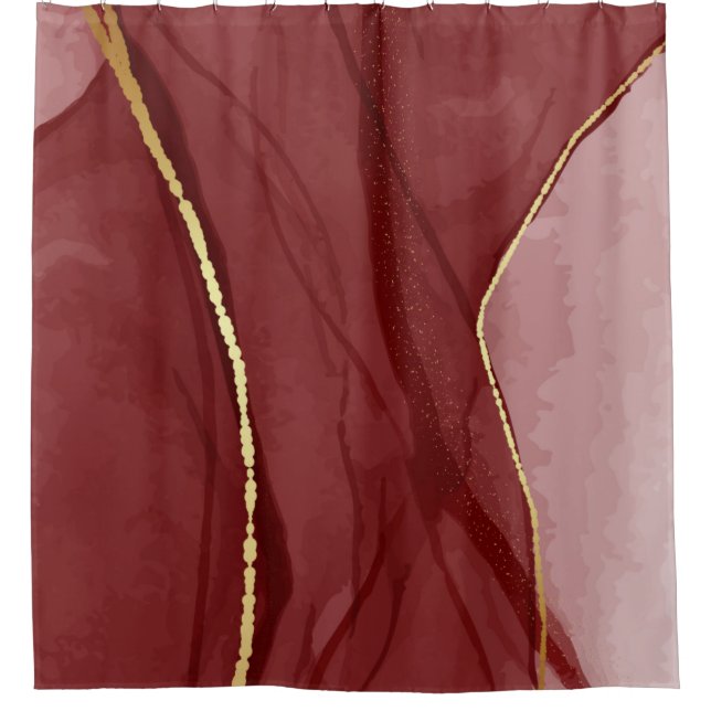 Cortina De Ducha Resin art, dark red marsala abstract background. E (Anverso)