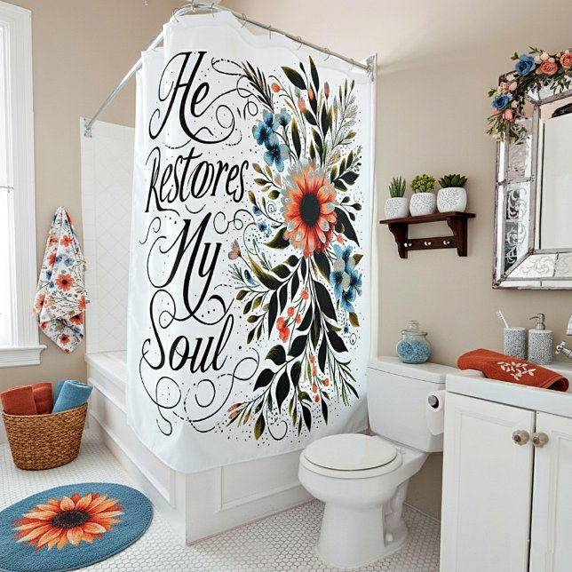 Cortina De Ducha Restaura mi alma floral (Subido por el creador)