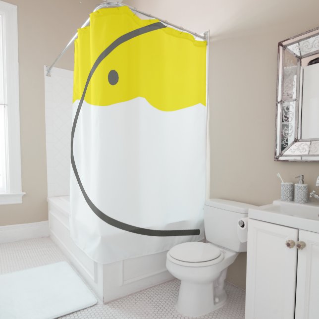 Cortina De Ducha Resumen Arte Amarillo Gris Blanco Minimalismo (In situ)