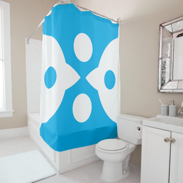 Cortina De Ducha Resumen Aves Negrita Diseño Simple Cielo Azul (In situ)