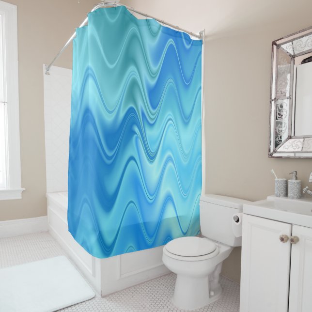 Cortina De Ducha Resumen azul ondulado (In situ)