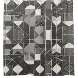 Cortina De Ducha Resumen blanco y negro: estilo Minimalista