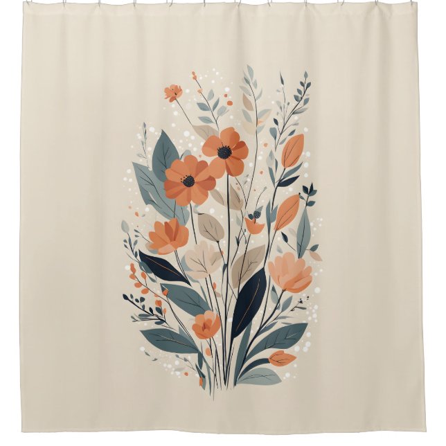 Cortina De Ducha Resumen Boho Floral (Anverso)