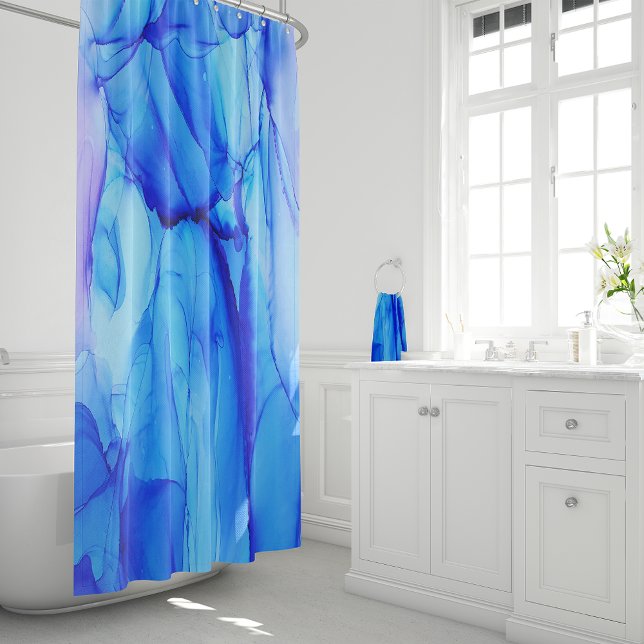 Cortina De Ducha Resumen contemporáneo Indigo azul morado Swirls (Subido por el creador)