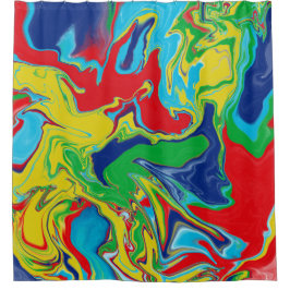 Cortina De Ducha Resumen de amarillo verde azul turquesa rojo moder