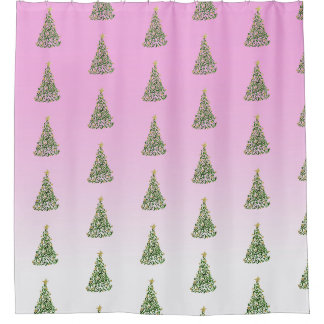 Cortina De Ducha Resumen de árboles de Navidad pintados a mano