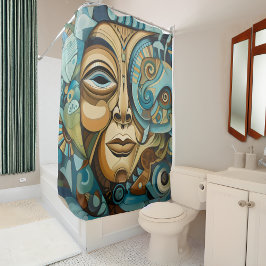 Cortina De Ducha Resumen de arte decenal inspirado por cubistas fac