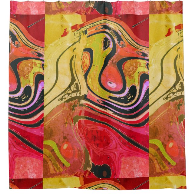 Cortina De Ducha Resumen de arte rojo (Anverso)