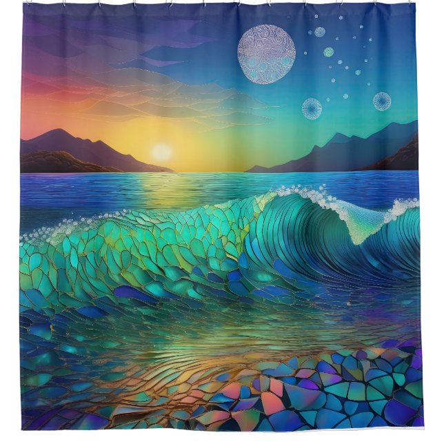Cortina De Ducha Resumen de Azure Seascape (Anverso)