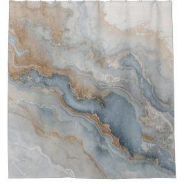 Cortina De Ducha Resumen de Dusty Blue Gray Tan Beige