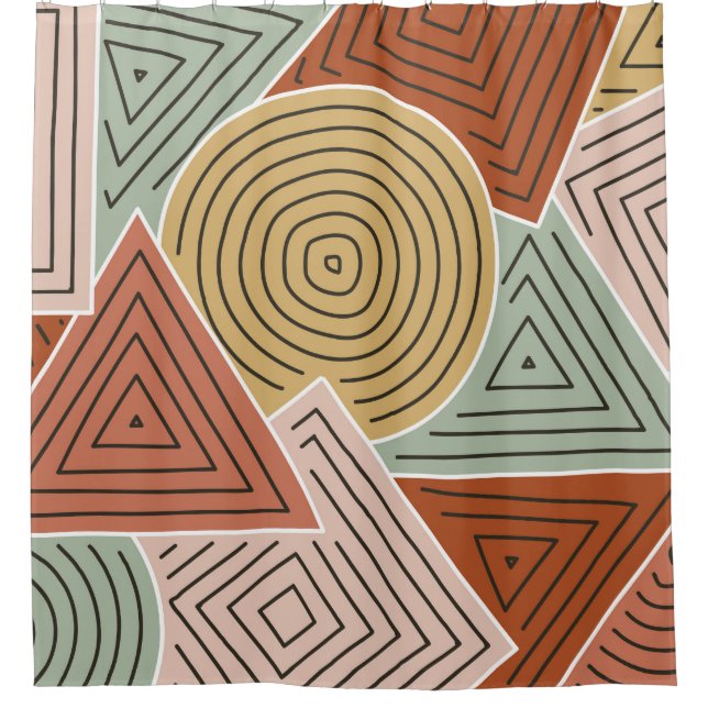 Cortina De Ducha Resumen de formas geométricas y líneas ilustracion (Anverso)