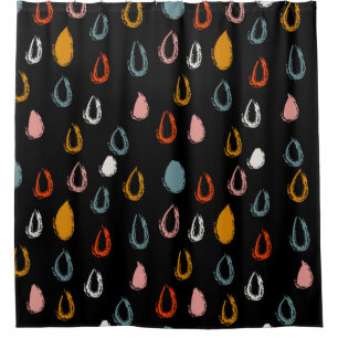 Cortina De Ducha Resumen de gotas de lluvia boho, garabatos tribale
