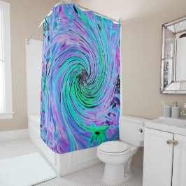 Cortina De Ducha Resumen de Guay Lime Green y Purple Floral Swirl