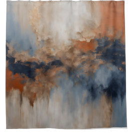 Cortina De Ducha Resumen de la Marina Naranja Dusty Blue Burnt