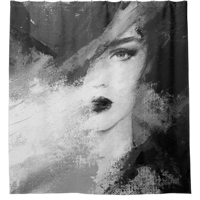 Cortina De Ducha Resumen De La Moda Mujer Pintura Acrílica (Anverso)