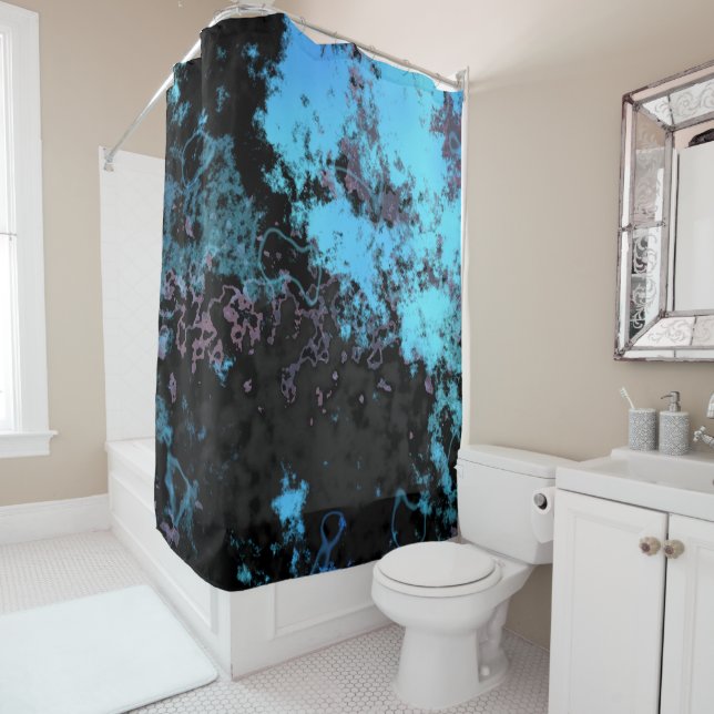 Cortina De Ducha Resumen de mármol azul, gris y morado (In situ)